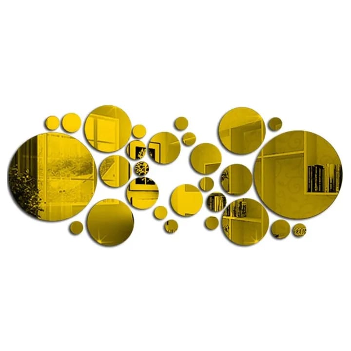 Round shape Acrylic Ring Mirror Wall Decor - silver