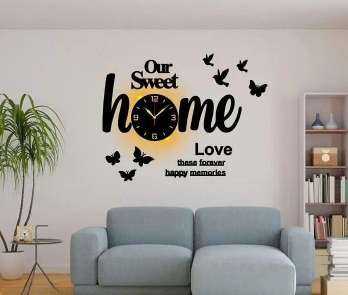 Our Sweet Home 3D Wooden Wall Clock with light