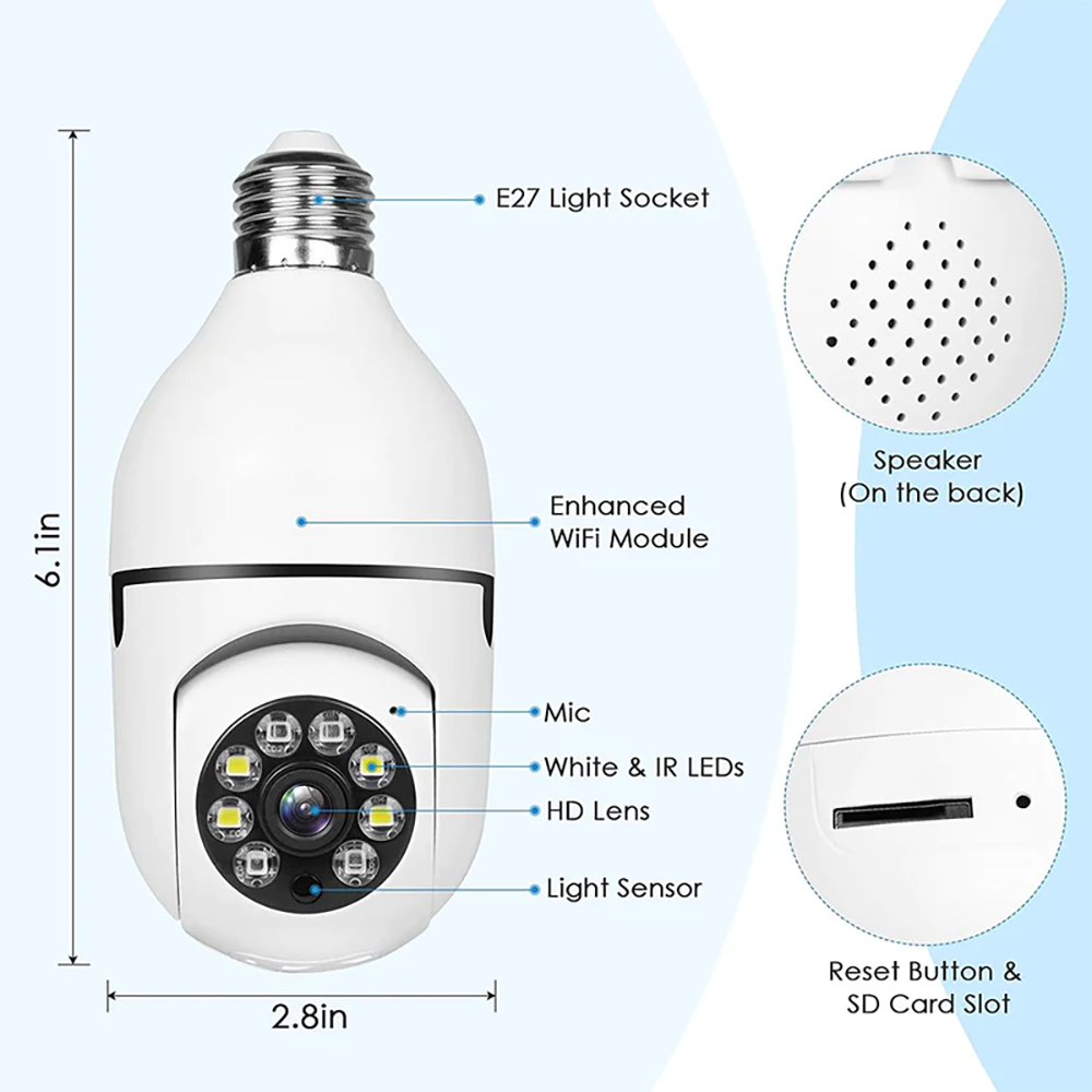 V380 Full HD 1080P Wireless LED IP Bulb Camera