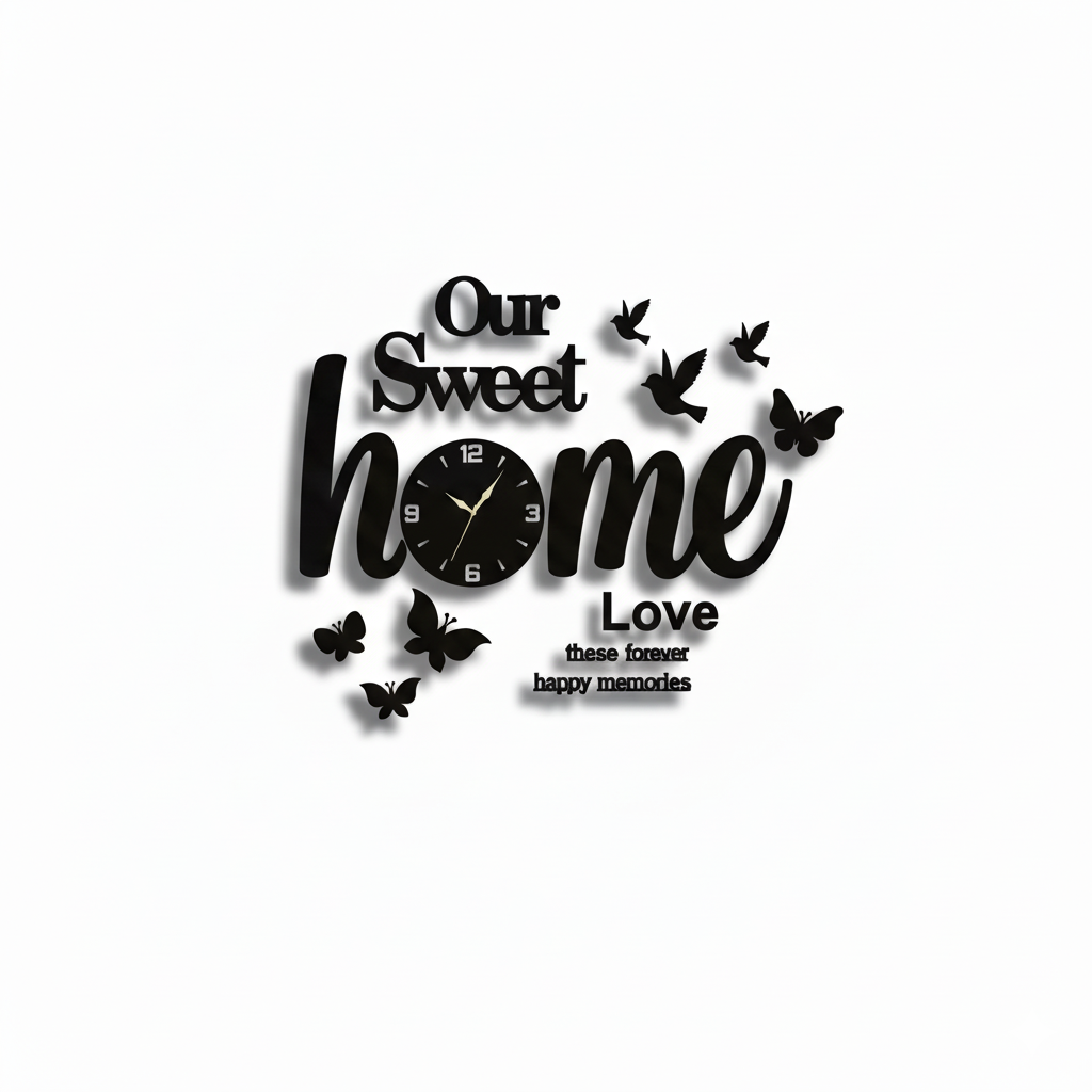 Our Sweet Home 3D Wooden Wall Clock with light