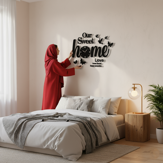 Our Sweet Home 3D Wooden Wall Clock with light