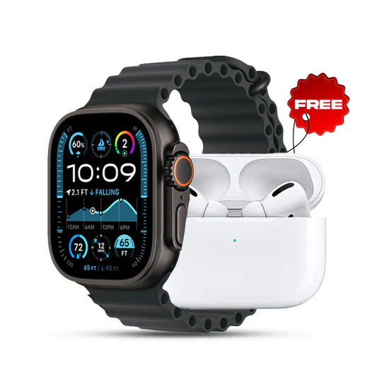 I20 Ultra Max Smart Watch 2.3 Inch Large Screen 10 in 1 Box with 7 Straps and AirPods Pro 2